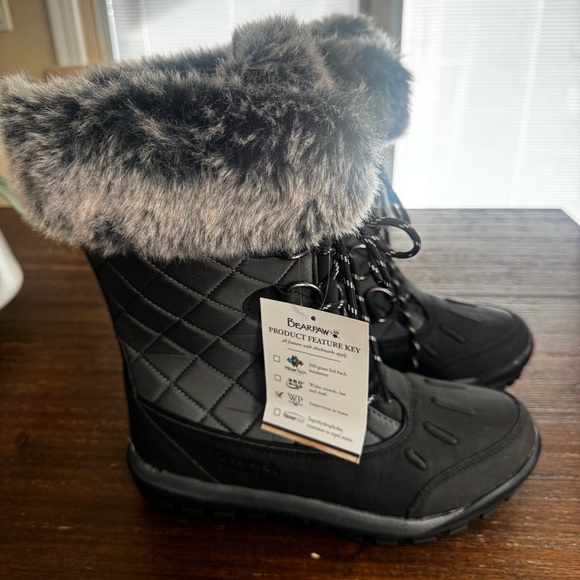 Bearpaw Womens Boots Waterproof Black Snow Rain Cassie Style Faux Fur Size 10 - Picture 1 of 10